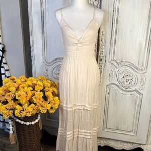 MAX + ASH Metallic Specks Cream Maxi Dress